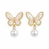 Lyra | Enamel Butterfly Drop Earrings