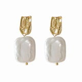 Iris | Geometric Freshwater Pearl Drop Earrings