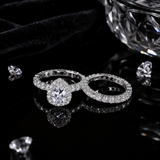 Chloe | Pear Cut Halo Moissanite Engagement Ring Set