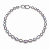 Ariel | Natural Metallic Grey Baroque Pearl Strand Choker Necklace